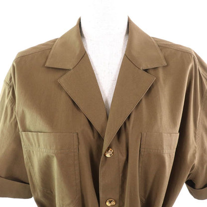 Celine 2r61c575p Cotton Logo Button Cotton Twill Safari Dress Short Sleeve