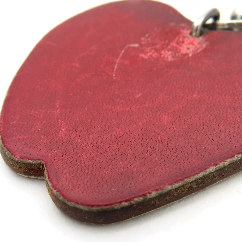 Hermes Bag Charm Apples Fruit Leather Silver 925 Red Green Silver Hardware Key