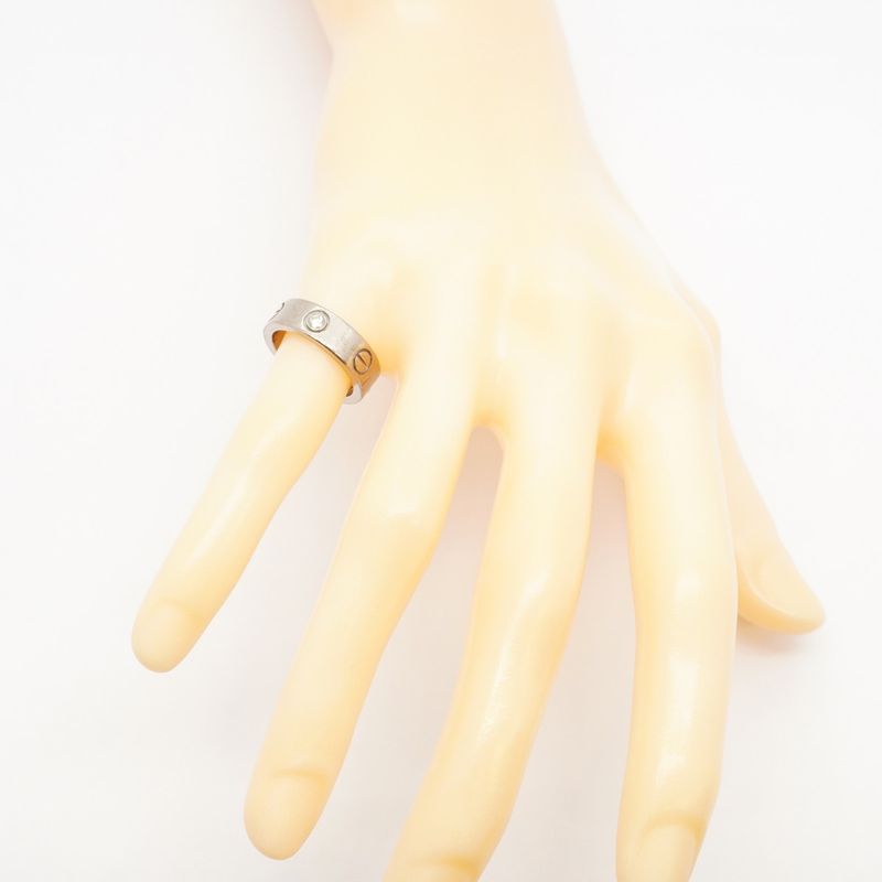 Cartier Ring Love 3PD 18K White Gold White Togo Old Diamond #49 Ladies