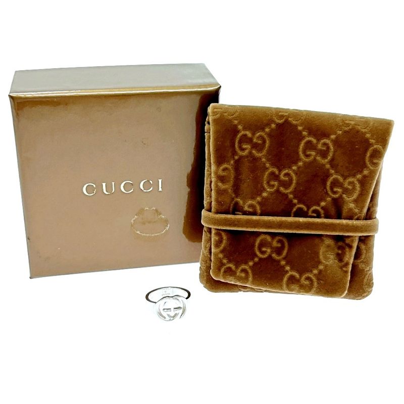 Gucci Silver Interlocking G Ring 5.0g 925 Engraved 307477 Ring with Box