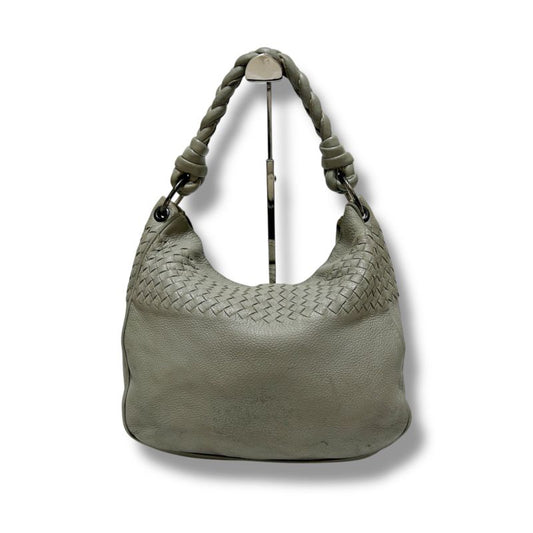 Bottega Veneta One Shoulder Bag Intrecciatoleather Light Gray Braided Soho Hobo