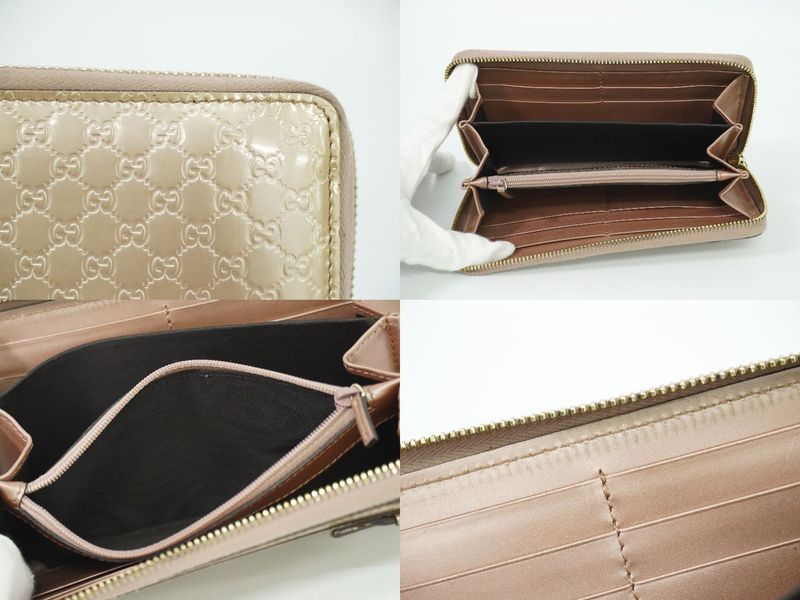 Authentic Gucci Micro Guccissima Patent Leather Round Zipper Long Wallet