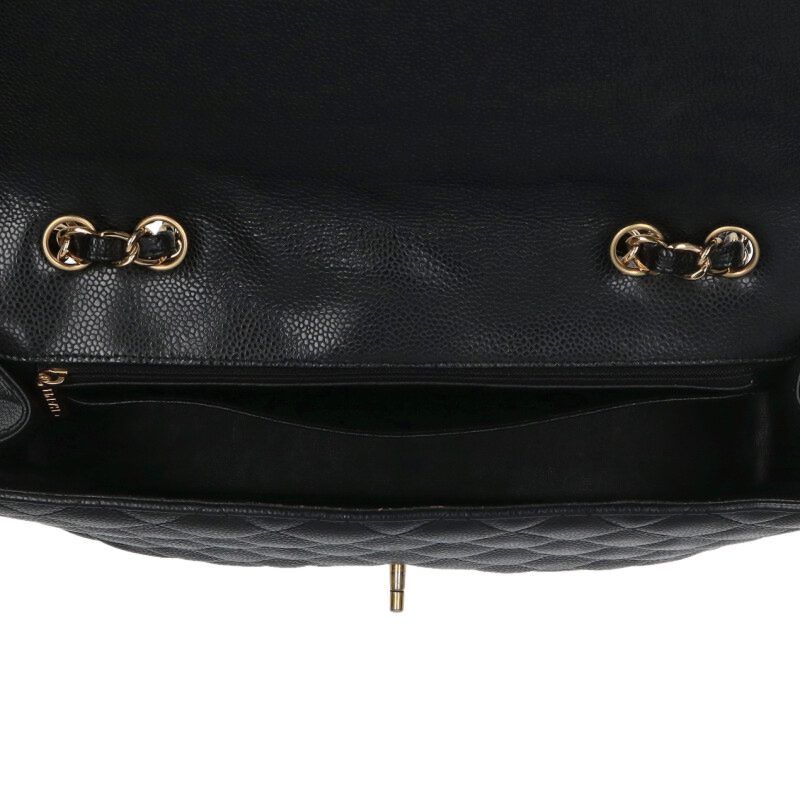 Chanel Deca Matelasse 30 Caviar Skin Single Flap Chain Shoulder Bag Women 30