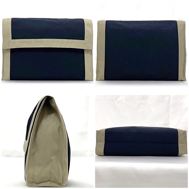 Hermes Clutch Bag Tapidocel Navy Beige Excellent Condition