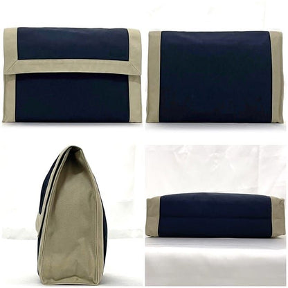 Hermes Clutch Bag Tapidocel Navy Beige Excellent Condition