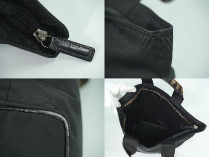 Authentic Fendi Logo Tote Handbag Canvas Black 26488 Bag Pre-owned [follow-up