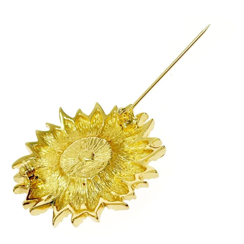 Christian Dior GP Rhinestone Flower Brooch Women Gold 369590 Brooch