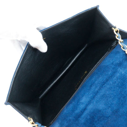 Chanel Chain Shoulder Matelasse Vintage Suede Blue Ladies Shoulder Bag