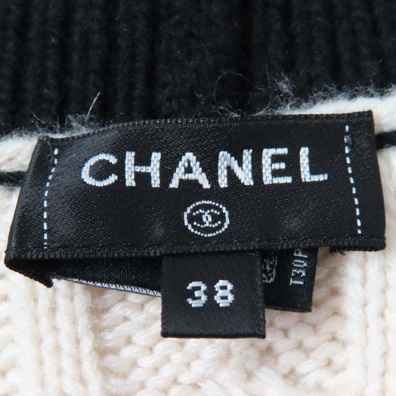 CHANEL P74123k10621 Cashmere Coco Mark Button Cable Knit Deep V-neck Long