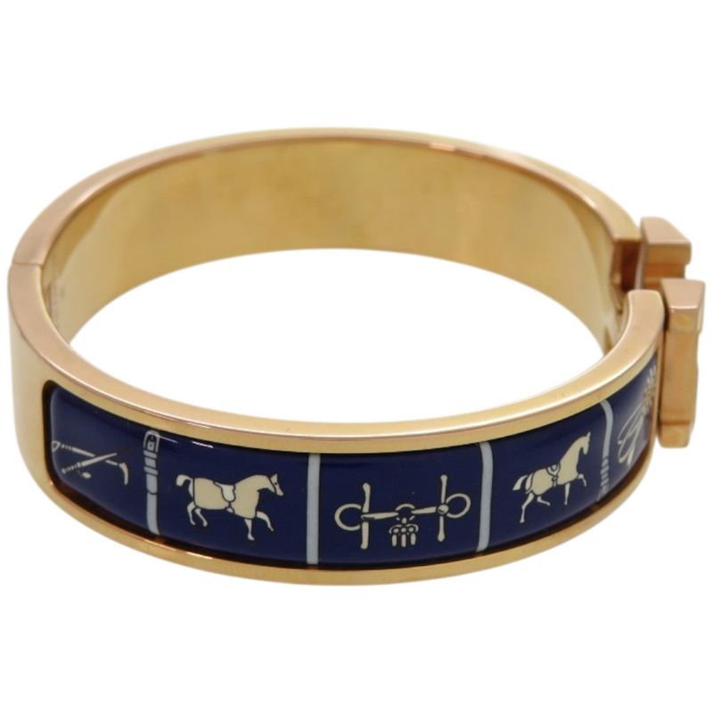 Hermes Couverture Et Aigne De Jour Click H F1 02 40 Metal Blue Bangle 1127