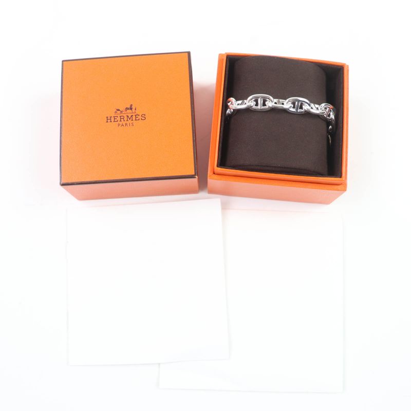 Hermes 2024 Chaine D'ancre MM Ag925 13 Frames Bangle Bracelet Silver With Box