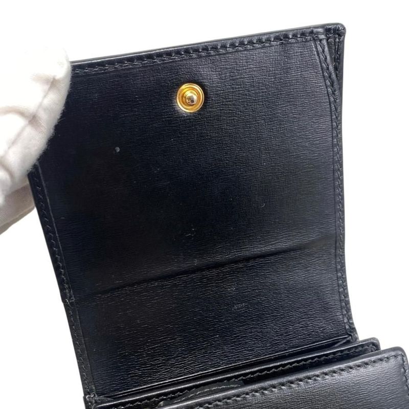 Gucci Bifold Wallet Horsebit 1955 Wallet 621891 Leather Black Gold Hardware