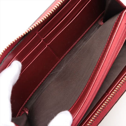 Gucci 308005 Leather Round Zip Wallet Long Red Made In Italy
