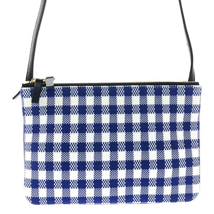 Celine - Phoebe Trio Knit And Leather Check Shoulder Bag - Cobalt Blue White -