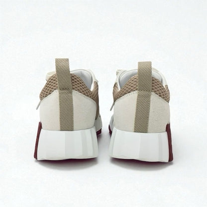 Hermes Bouncing Sneakers Shoes Suede Mesh Beige White