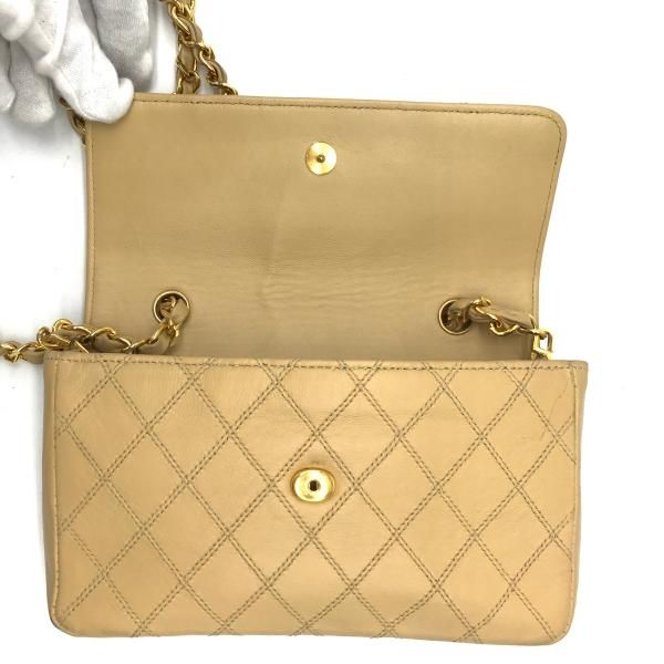 Chanel Big CC Logo Bicolor Quilted Chain Shoulder Bag Beige