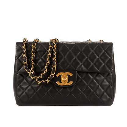 Chanel Maxi Jumbo Vintage Single Flap Black Smooth Scuff Zar A