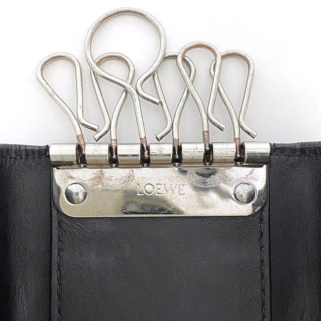 Loewe 6ring Key Case Black Anagram C660k92x02 Excellent Condition