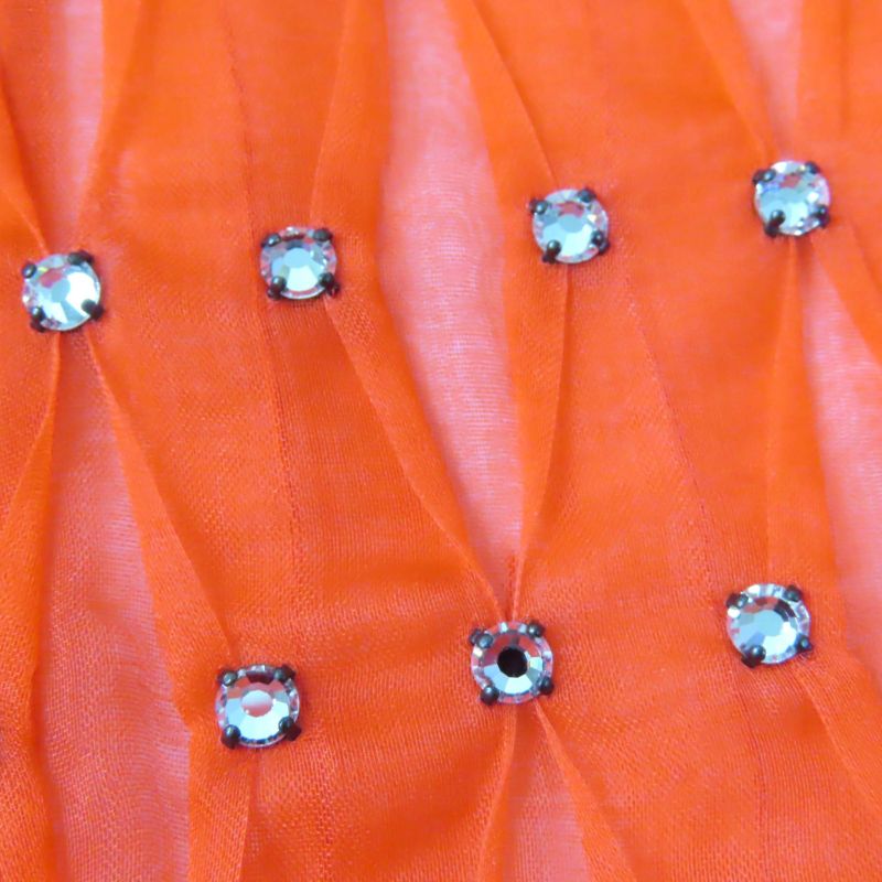 Gucci 2020 633322 100% Silk Sheer Long Sleeve Blouse Top With Rhinestones Red