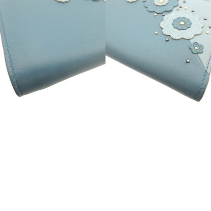 Bottega Veneta Flower Leather Blue Bifold Wallet 0857 Bottega Veneta
