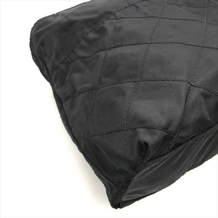 Prada Nylon Tessuto Quilted Chain Shoulder Tote Black