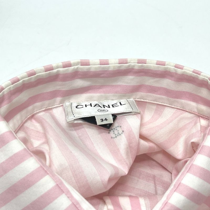Chanel Short Sleeve Shirt Coco Beach Stripe P76220 Cotton Pink