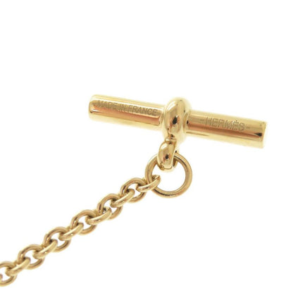 Hermes Ulidis Buffalo Horn Metal Brown Gold Necklace 0375 Hermes