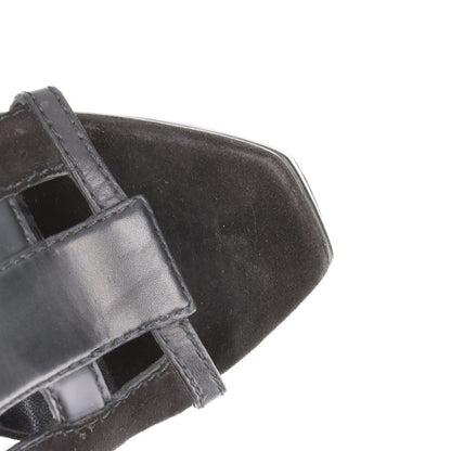 Gucci Leather Sandals Women's 34 1 2 241464 Black Made In Italy