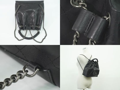 Authentic Chanel Coco Mark Matelasse 2WAY Chain Drawstring Backpack Sac Handbag