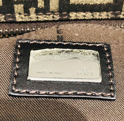 Fendi Mini Handbag 8bn105 Zucca Pattern Pouch Brown Canvas Xleather Ladies