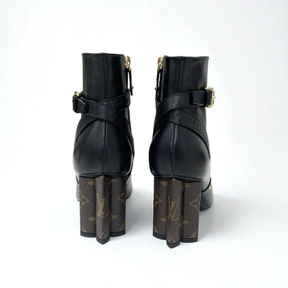 Louis Vuitton Silhouette Line Monogram Boots Short Shoes Leather Black