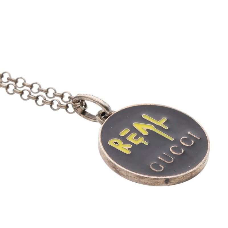 Gucci Ghost REAL Logo Silver Necklace Men's