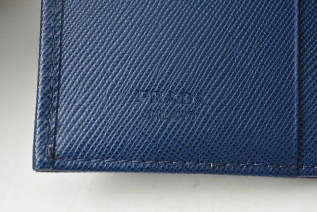 Prada Card Case Business Card Holder Prada Saffiano Metal Bluette Blue 1m0945