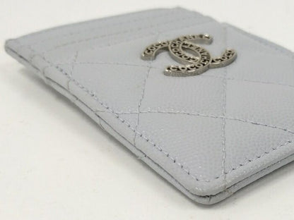 Chanel Card Case Coco Marc Caviar Skin Ice Blue Ap3835