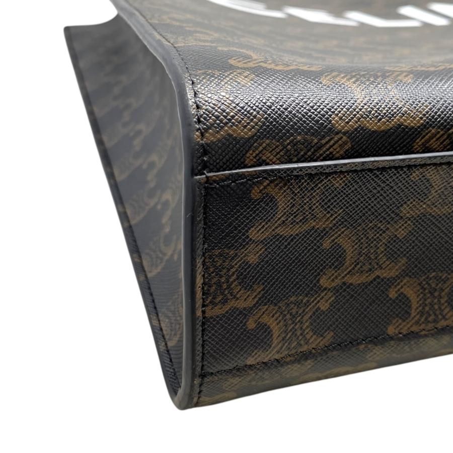 Celine Tote Shoulder Bag Medium Vertical Cabas 194432 Triomphe Black Brown