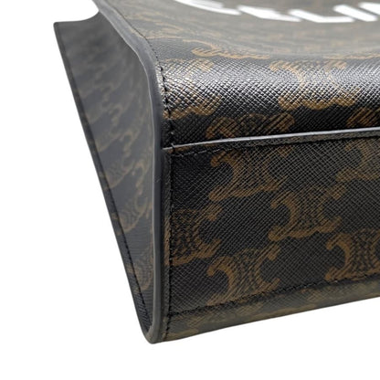 Celine Tote Shoulder Bag Medium Vertical Cabas 194432 Triomphe Black Brown