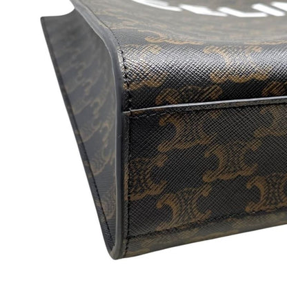 Celine Tote Shoulder Bag Medium Vertical Cabas 194432 Triomphe Black Brown