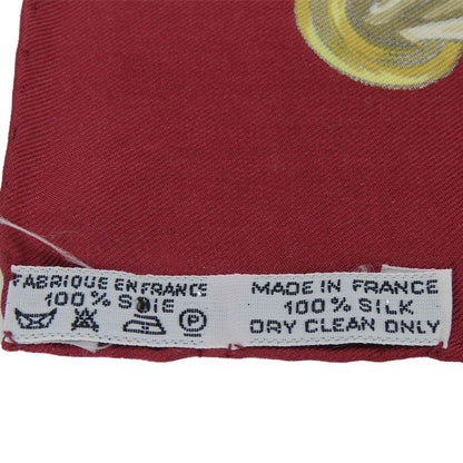 Hermes Scarf Carré 90 Silk Red White Yellow Fashionable Equestrian Pattern