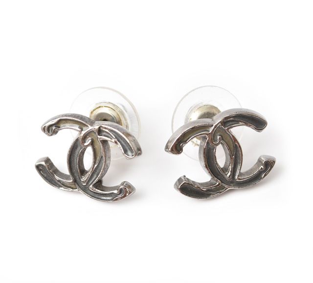 Chanel Earrings Chanel Coco Mark CC Gunmetalic 230713