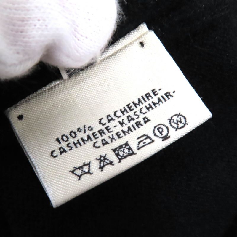 Hermes 22SS 100% Cashmere Argyle Pattern Long Sleeves Knit Sweater Black White
