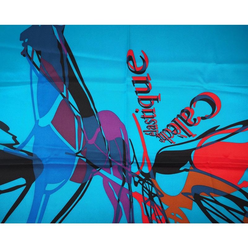 Hermes Carre 70 Caleche Elastique Carre Vintage Silk Blue Canard Rouge Blue