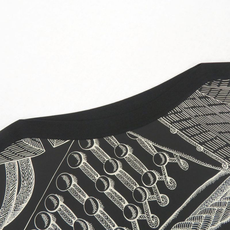 Hermes Twill Lane Knit Short Sleeve Short Sleeve Black Silk Tops