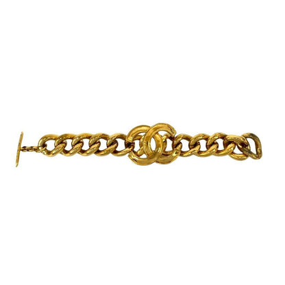 Chanel Vintage Coco Mark Chain Bracelet Bangle Accessory Gold 94P