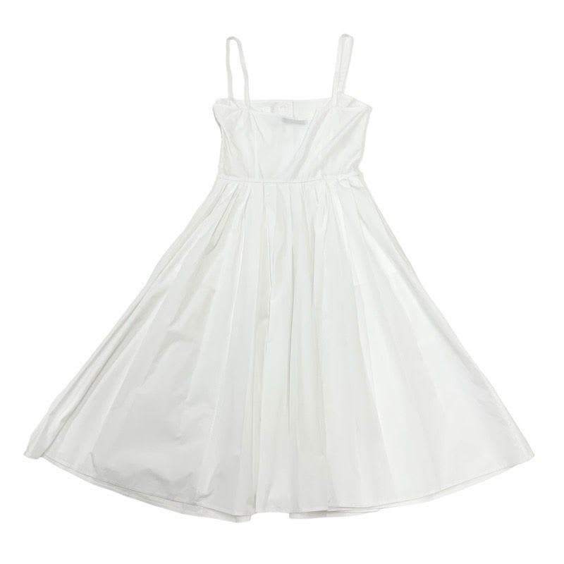 Prada Poplin Dress Cotton White Triangle Logo Set Suit