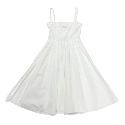 Prada Poplin Dress Cotton White Triangle Logo Set Suit