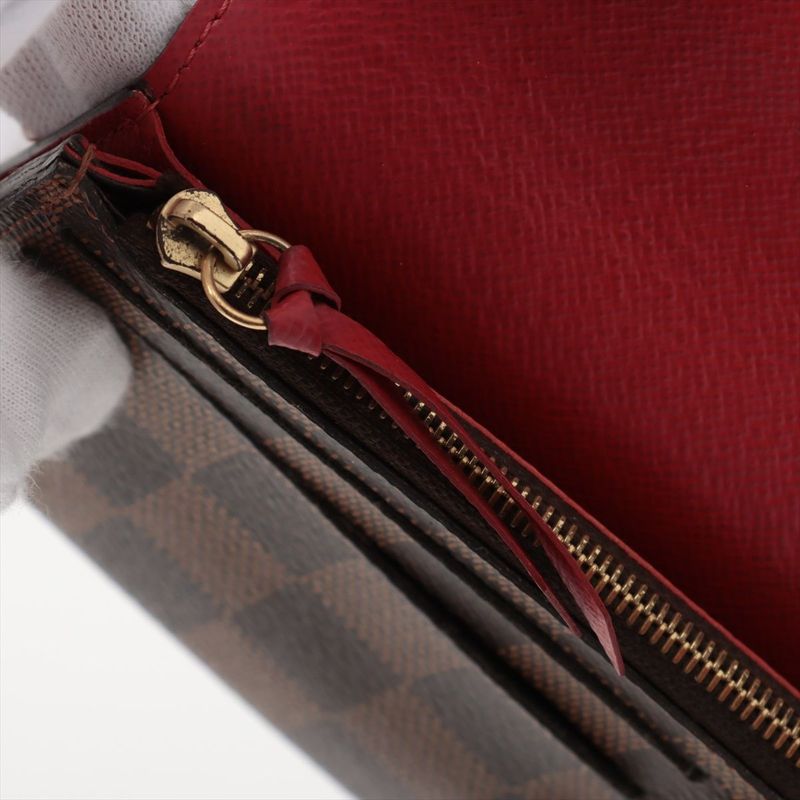 Louis Vuitton Damier Portefeuille Emilie Zipper Long Wallet N63544 Ebène Brown