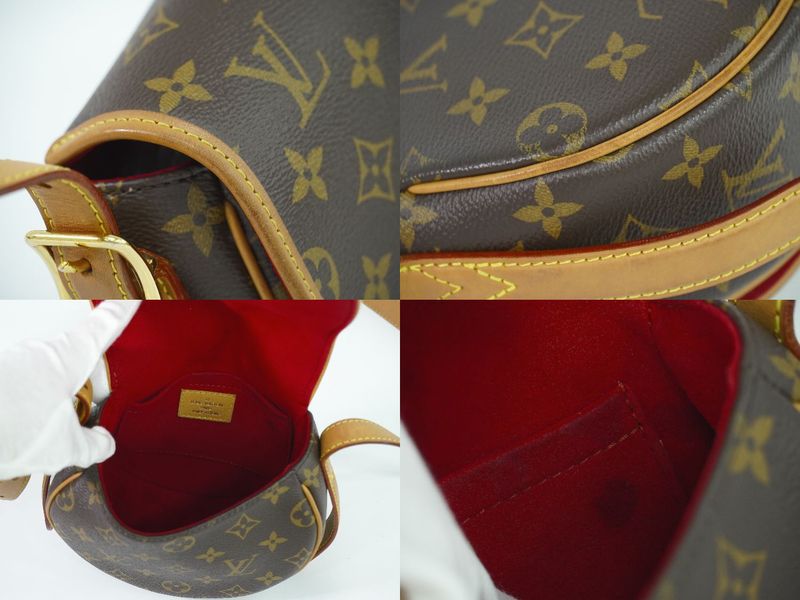 Authentic Louis Vuitton LV Tambourin Monogram Shoulder Bag Pochette Brown