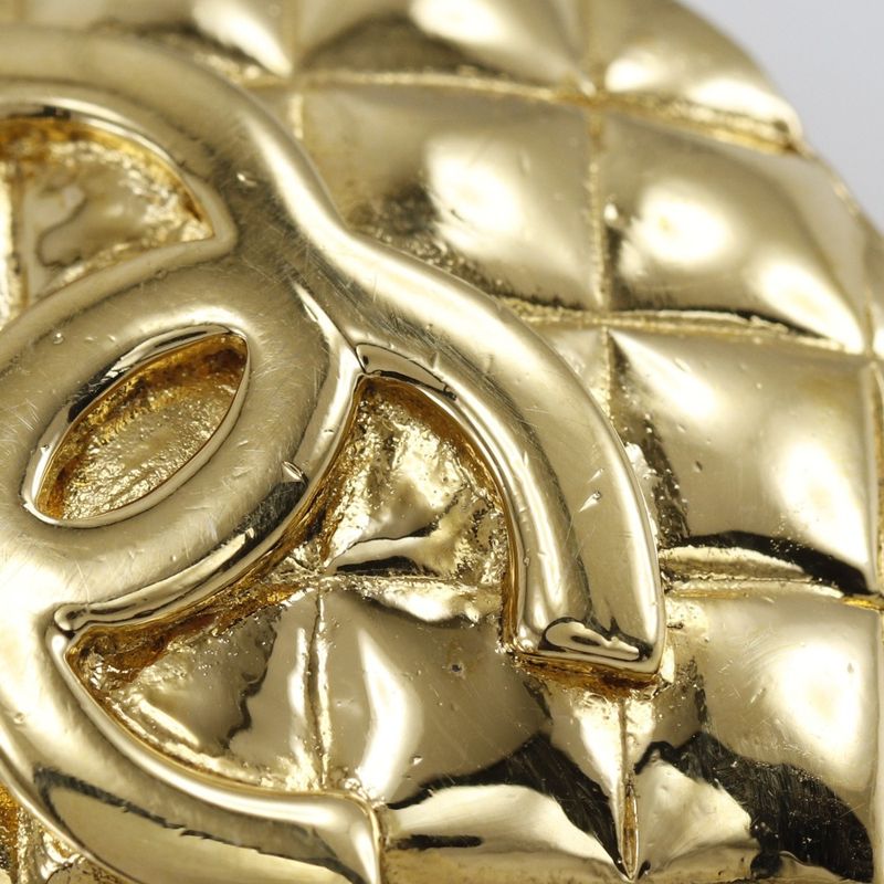 Chanel Coco Mark Matelasse Vintage Gold Plated 26 Ladies 39.8g Earrings