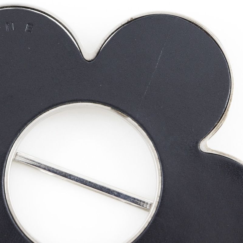 Celine Flower Metal And Leather Silver/black Women's Scarf Ring