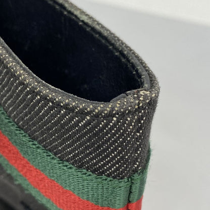 Gucci Tote Bag Sherry Line 73983 Denim Black Silver Hardware Women's